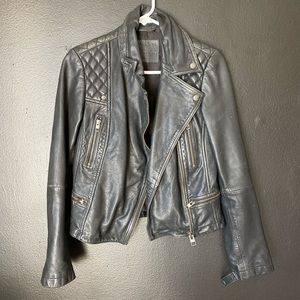 Black/Grey AllSaints Biker Jacket